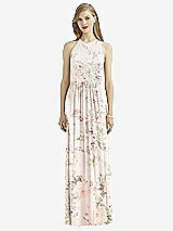 Front View Thumbnail - Blush Garden Halter Lux Chiffon Sequin Bodice Dress