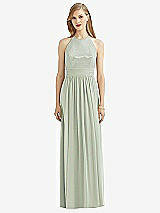 Front View Thumbnail - Celadon Halter Lux Chiffon Sequin Bodice Dress