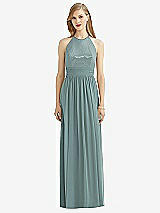 Front View Thumbnail - Icelandic Halter Lux Chiffon Sequin Bodice Dress