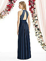 Rear View Thumbnail - Midnight Navy Halter Lux Chiffon Sequin Bodice Dress