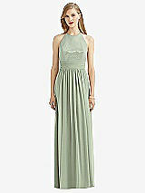 Front View Thumbnail - Sage Halter Lux Chiffon Sequin Bodice Dress