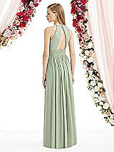 Rear View Thumbnail - Sage Halter Lux Chiffon Sequin Bodice Dress