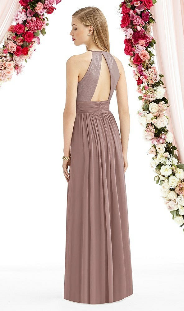 Back View - Sienna Halter Lux Chiffon Sequin Bodice Dress