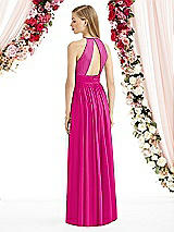 Rear View Thumbnail - Think Pink Halter Lux Chiffon Sequin Bodice Dress