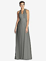 Front View Thumbnail - Charcoal Gray & Metallic Gold After Six Bridesmaid Dress 6749