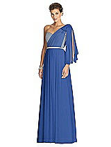 Alt View 2 Thumbnail - Classic Blue & Metallic Gold After Six Bridesmaid Dress 6749