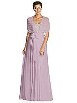 Alt View 3 Thumbnail - Suede Rose & Metallic Gold After Six Bridesmaid Dress 6749