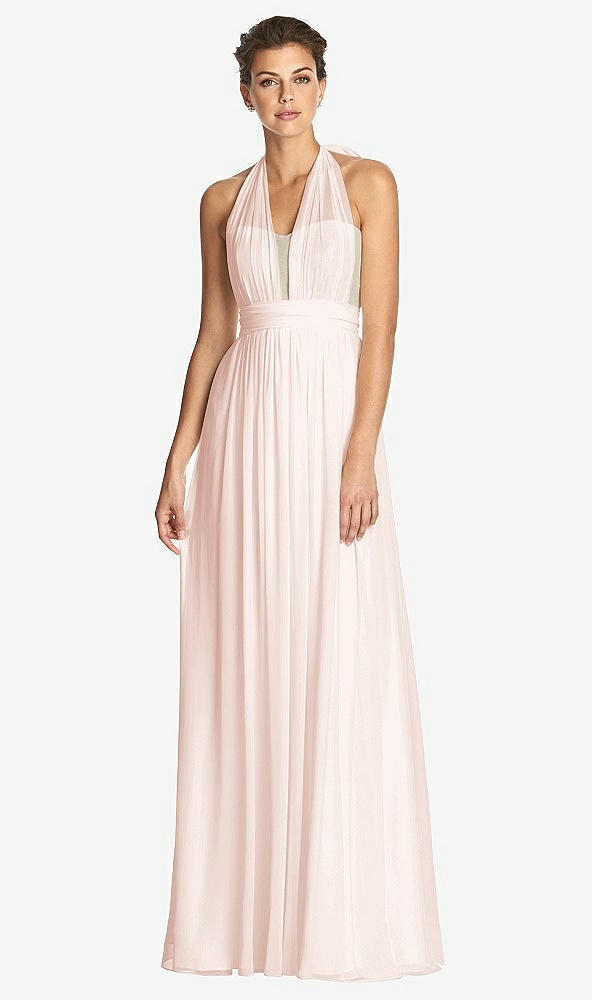 Front View - Blush & Metallic Gold After Six Bridesmaid Dress 6749