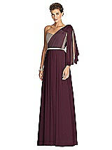 Alt View 2 Thumbnail - Bordeaux & Metallic Gold After Six Bridesmaid Dress 6749