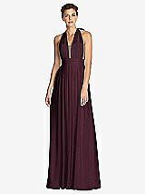 Front View Thumbnail - Bordeaux & Metallic Gold After Six Bridesmaid Dress 6749