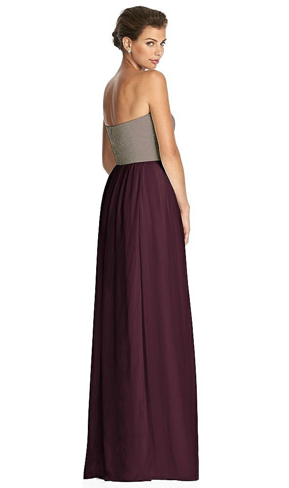 Back View - Bordeaux & Metallic Gold After Six Bridesmaid Dress 6749