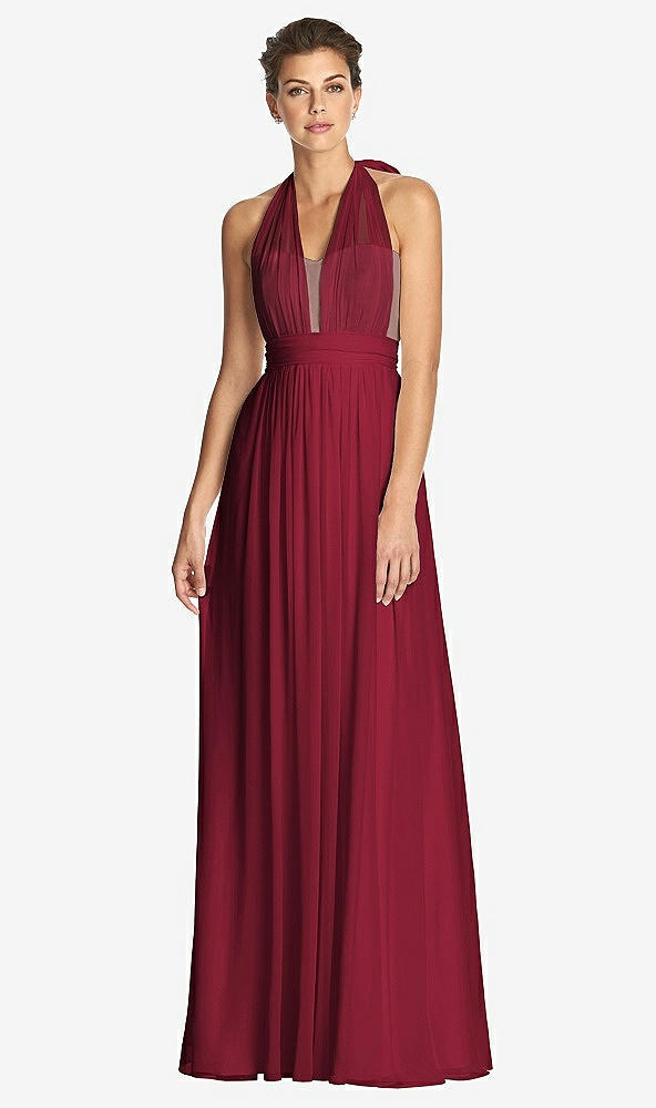 Front View - Burgundy & Metallic Gold After Six Bridesmaid Dress 6749