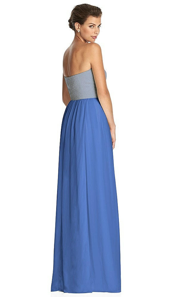 Back View - Cornflower & Metallic Gold After Six Bridesmaid Dress 6749