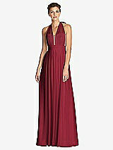 Front View Thumbnail - Claret & Metallic Gold After Six Bridesmaid Dress 6749