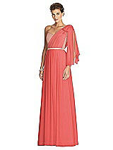 Alt View 2 Thumbnail - Perfect Coral & Metallic Gold After Six Bridesmaid Dress 6749