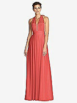 Front View Thumbnail - Perfect Coral & Metallic Gold After Six Bridesmaid Dress 6749