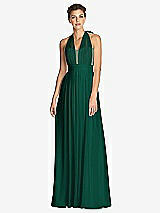 Front View Thumbnail - Hunter Green & Metallic Gold After Six Bridesmaid Dress 6749