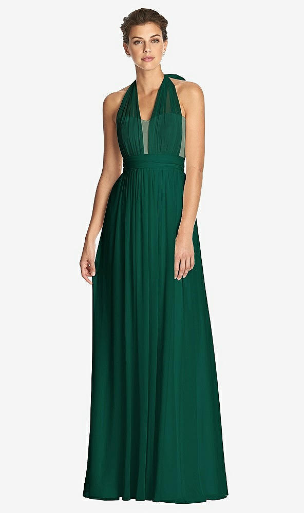 Front View - Hunter Green & Metallic Gold After Six Bridesmaid Dress 6749