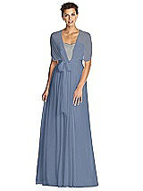 Alt View 3 Thumbnail - Larkspur Blue & Metallic Gold After Six Bridesmaid Dress 6749