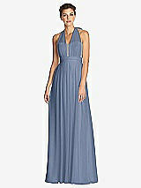 Front View Thumbnail - Larkspur Blue & Metallic Gold After Six Bridesmaid Dress 6749