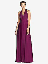 Front View Thumbnail - Merlot & Metallic Gold After Six Bridesmaid Dress 6749