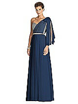 Alt View 2 Thumbnail - Midnight Navy & Metallic Gold After Six Bridesmaid Dress 6749