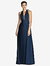 Front View Thumbnail - Midnight Navy & Metallic Gold After Six Bridesmaid Dress 6749