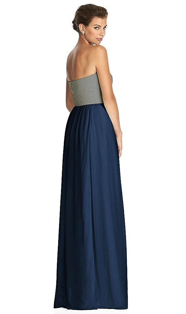 Back View - Midnight Navy & Metallic Gold After Six Bridesmaid Dress 6749