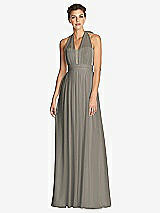 Front View Thumbnail - Mocha & Metallic Gold After Six Bridesmaid Dress 6749