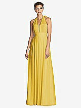 Front View Thumbnail - Marigold & Metallic Gold After Six Bridesmaid Dress 6749