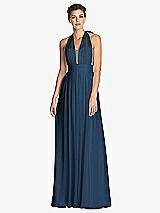 Front View Thumbnail - Sofia Blue & Metallic Gold After Six Bridesmaid Dress 6749