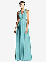 Front View Thumbnail - Spa & Metallic Gold After Six Bridesmaid Dress 6749