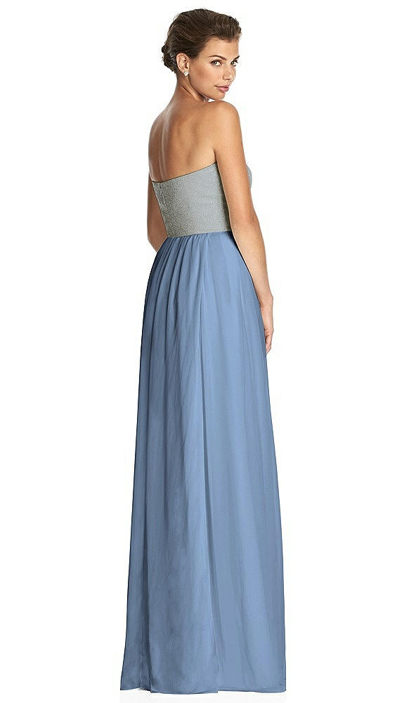 Back View - Windsor Blue & Metallic Gold After Six Bridesmaid Dress 6749