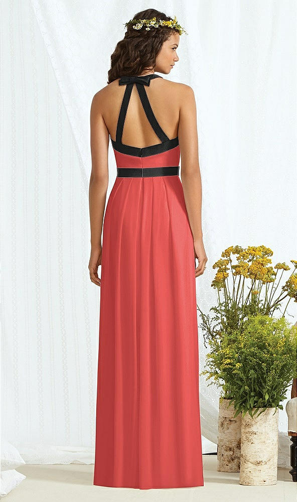 Back View - Perfect Coral & Black Social Bridesmaids Style 8163