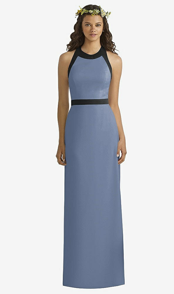 Front View - Larkspur Blue & Black Social Bridesmaids Style 8163