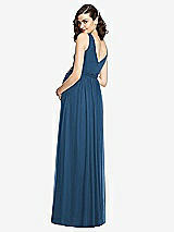 Rear View Thumbnail - Dusk Blue Sleeveless Notch Maternity Dress