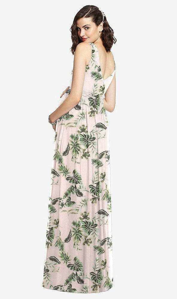 Back View - Palm Beach Print Sleeveless Notch Maternity Dress