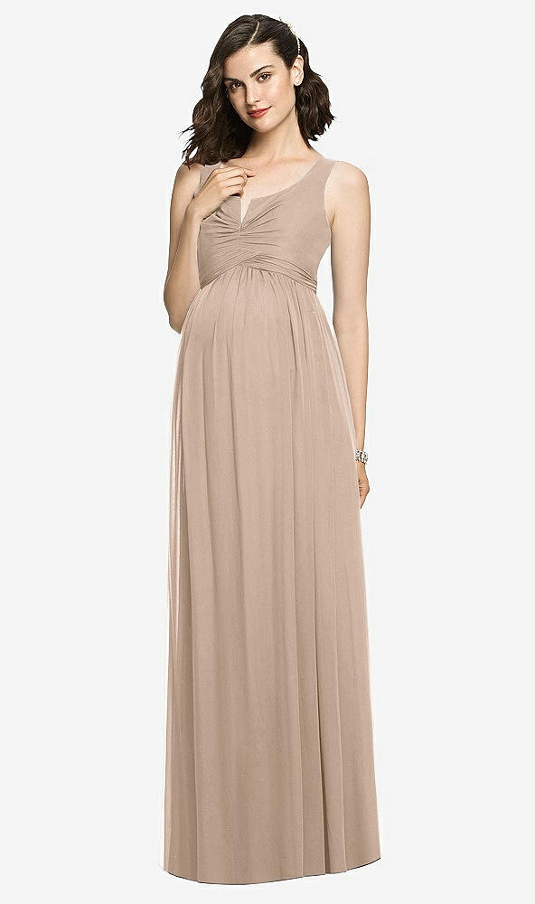 Front View - Topaz Sleeveless Notch Maternity Dress