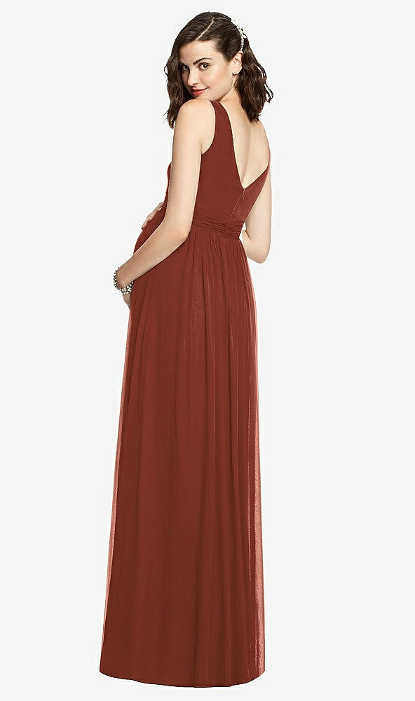 Back View - Auburn Moon Sleeveless Notch Maternity Dress