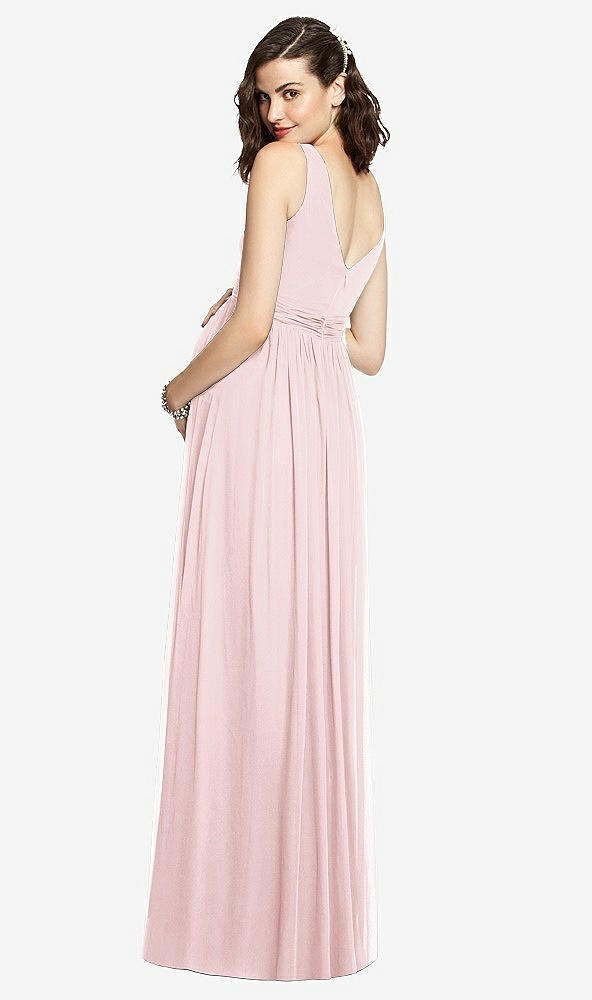 Back View - Ballet Pink Sleeveless Notch Maternity Dress