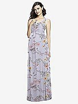 Front View Thumbnail - Butterfly Botanica Silver Dove Sleeveless Notch Maternity Dress