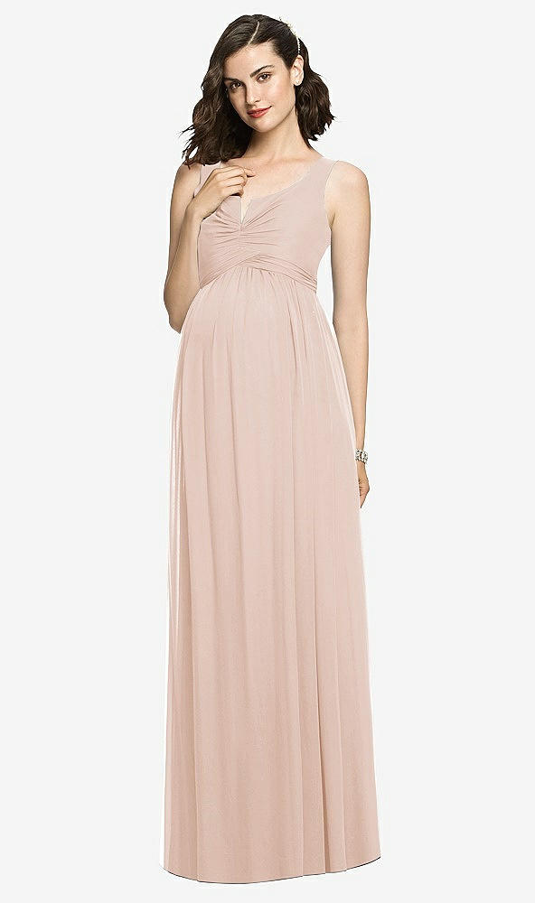 Front View - Cameo Sleeveless Notch Maternity Dress