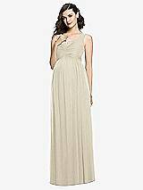 Front View Thumbnail - Champagne Sleeveless Notch Maternity Dress