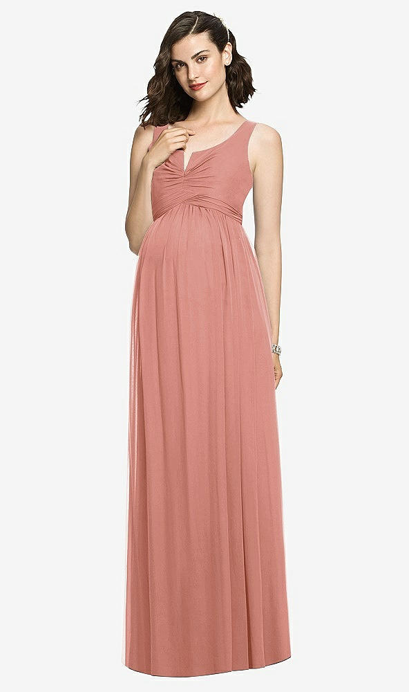 Front View - Desert Rose Sleeveless Notch Maternity Dress