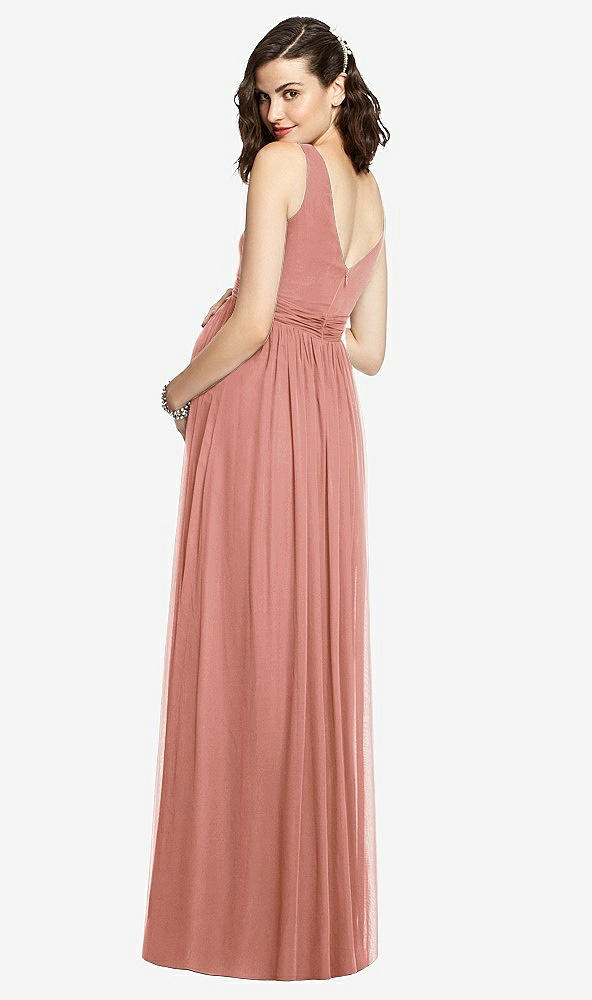 Back View - Desert Rose Sleeveless Notch Maternity Dress