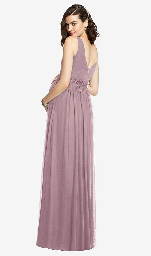 Back View - Dusty Rose Sleeveless Notch Maternity Dress