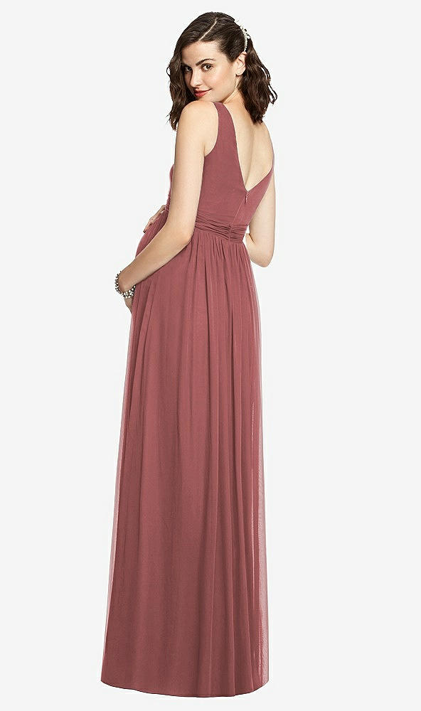 Back View - English Rose Sleeveless Notch Maternity Dress