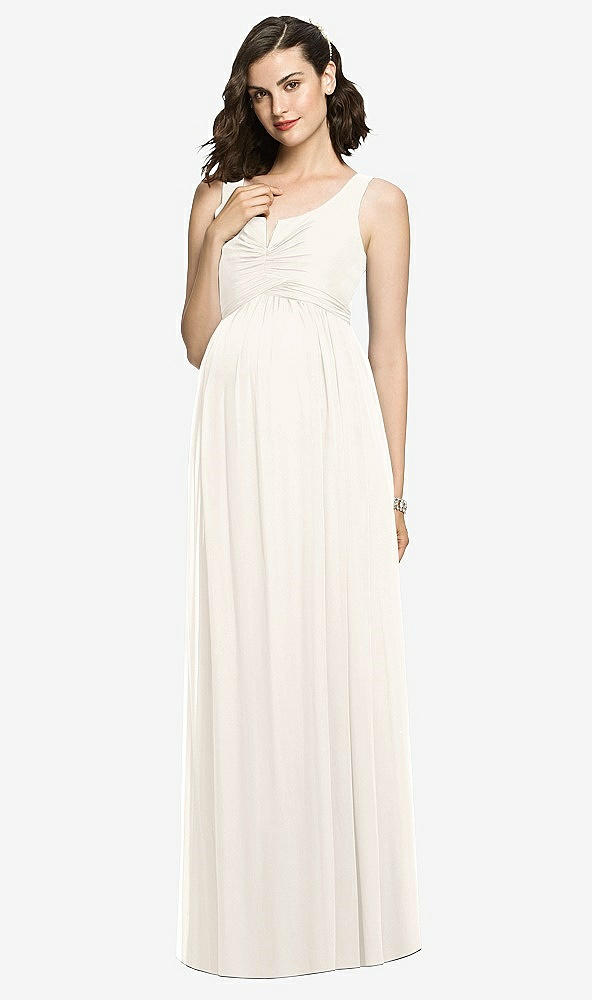 Front View - Ivory Sleeveless Notch Maternity Dress