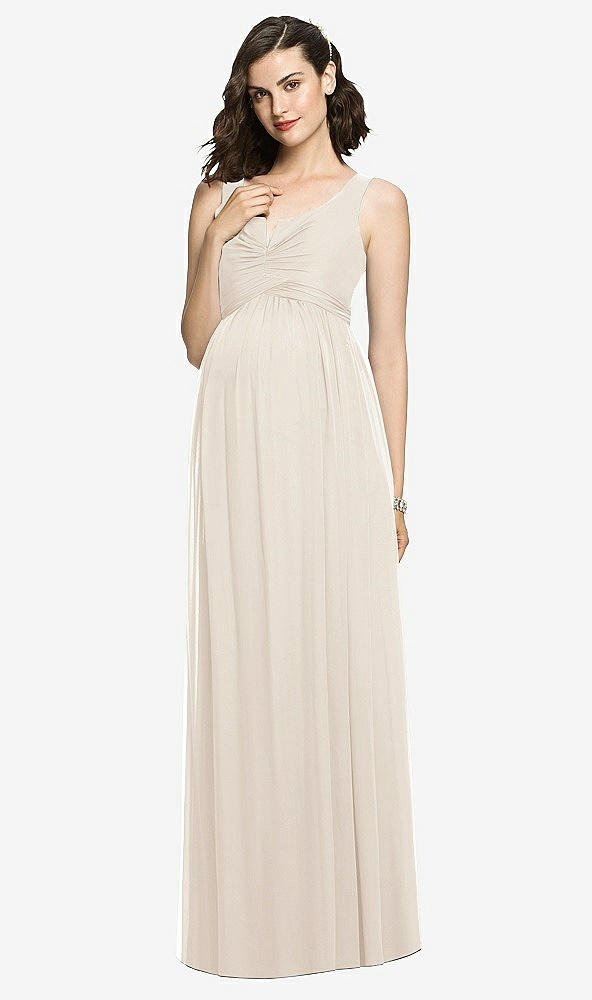 Front View - Oat Sleeveless Notch Maternity Dress