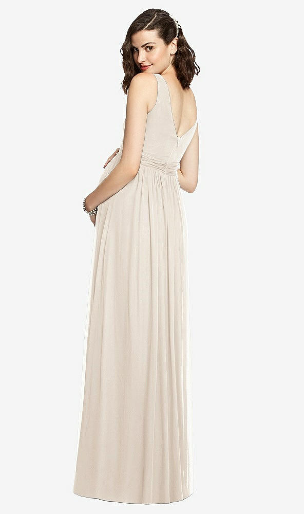 Back View - Oat Sleeveless Notch Maternity Dress